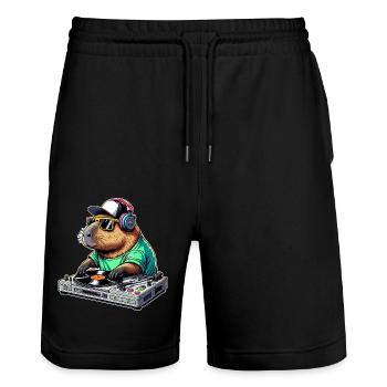 Capybara Dj - Short de jogging bio TRAINER Stanley/Stella unisexe - noir - Devant - Nik (191cm) & Marisol (170cm)
