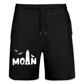 MOIN Leuchtturm Möwen Nordsee Ostsee - Stanley/Stella Unisex Bio Joggingshorts Trainer  - Schwarz - Vorne - Nik (191cm) & Marisol (170cm)