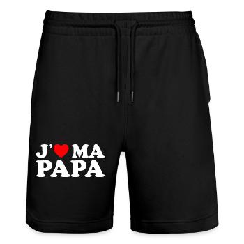 J'aime Mon Papa Cadeau Fête des Pères Coeur Rouge - Short de jogging bio TRAINER Stanley/Stella unisexe - noir - Devant - Nik (191cm) & Marisol (170cm)