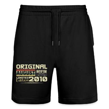 August 2010 - Born in August 2010 Built in August 2010 - Stanley/Stella Trainer Unisex Organic Jogging Shorts - black - Front - Nik (191cm) & Marisol (170cm)