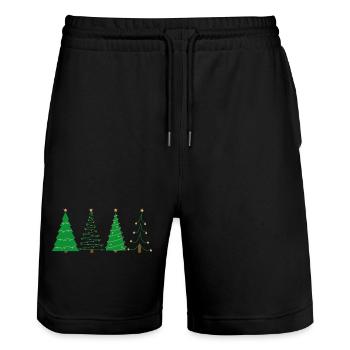 Tannenbaum Tanne Weihnachten Feier Geschenk Freund - Stanley/Stella Unisex Bio Joggingshorts Trainer  - Schwarz - Vorne - Nik (191cm) & Marisol (170cm)