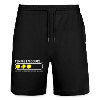Tennis En Cours Partie - Short de jogging bio TRAINER Stanley/Stella unisexe - noir - Devant - Nik (191cm) & Marisol (170cm)