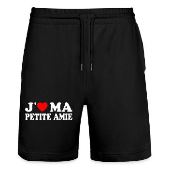 J'aime Ma Petite Amie Cadeau Amour Pour Amoureux - Short de jogging bio TRAINER Stanley/Stella unisexe - noir - Devant - Nik (191cm) & Marisol (170cm)