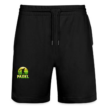 Padel Retro Sun Logo - Stanley/Stella Unisex Bio Joggingshorts Trainer  - Schwarz - Vorne - Nik (191cm) & Marisol (170cm)
