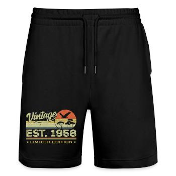 Vintage 1958 Génial Depuis 1958 Cadeau 1958 Rétro - Short de jogging bio TRAINER Stanley/Stella unisexe - noir - Devant - Nik (191cm) & Marisol (170cm)