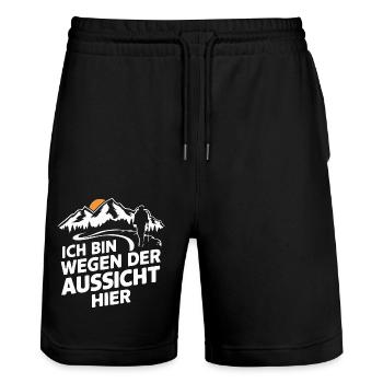 Wandern Wanderer Wanderung Berge Wald - Stanley/Stella Unisex Bio Joggingshorts Trainer  - Schwarz - Vorne - Nik (191cm) & Marisol (170cm)