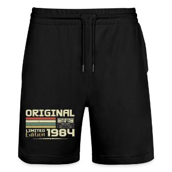 Rétro 1984 Cadeau Anniversaire Né en 1984 Original - Short de jogging bio TRAINER Stanley/Stella unisexe - noir - Devant - Nik (191cm) & Marisol (170cm)