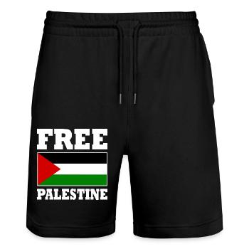 Free palestine - Stanley/Stella Trainer Unisex Organic Jogging Shorts - black - Front - Nik (191cm) & Marisol (170cm)
