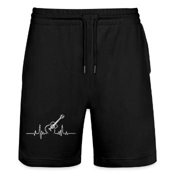 Music Guitar Guitar Heartbeat Instrument Guitar - Stanley/Stella Trainer Unisex Organic Jogging Shorts - black - Front - Nik (191cm) & Marisol (170cm)
