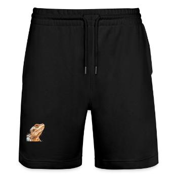 Bearded Dragon - Stanley/Stella Trainer Unisex Organic Jogging Shorts - black - Front - Nik (191cm) & Marisol (170cm)