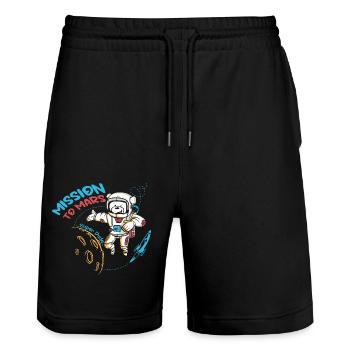 Brave Space Astronaute Bear Graphic - Short de jogging bio TRAINER Stanley/Stella unisexe - noir - Devant - Nik (191cm) & Marisol (170cm)