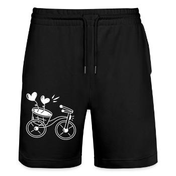 Wedding Bicycle Hearts - Stanley/Stella Trainer Unisex Organic Jogging Shorts - black - Front - Nik (191cm) & Marisol (170cm)