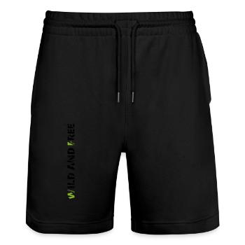 GOWILD - wild and free - Stanley/Stella Unisex Bio Joggingshorts Trainer  - Schwarz - Vorne - Nik (191cm) & Marisol (170cm)