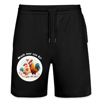 Mach mir ein Ei - Stanley/Stella Unisex Bio Joggingshorts Trainer  - Schwarz - Vorne - Nik (191cm) & Marisol (170cm)