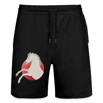 Pferde - Stanley/Stella Unisex Bio Joggingshorts Trainer  - Schwarz - Vorne - Nik (191cm) & Marisol (170cm)