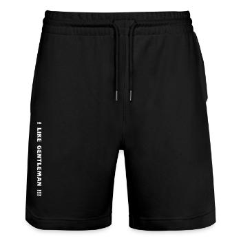 J’aime gentleman - Short de jogging bio TRAINER Stanley/Stella unisexe - noir - Devant - Nik (191cm) & Marisol (170cm)