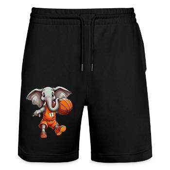 Basketball Elefantin - Stanley/Stella Unisex Bio Joggingshorts Trainer  - Schwarz - Vorne - Nik (191cm) & Marisol (170cm)
