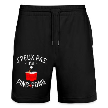 J Peux Pas J ai Ping pong - Short de jogging bio TRAINER Stanley/Stella unisexe - noir - Devant - Nik (191cm) & Marisol (170cm)