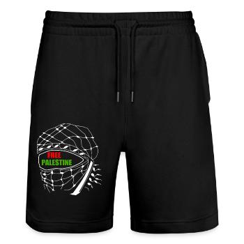 Free palestine - Short de jogging bio TRAINER Stanley/Stella unisexe - noir - Devant - Nik (191cm) & Marisol (170cm)