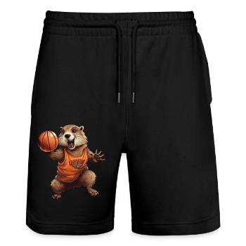 Basketball Marmot - Stanley/Stella Trainer Unisex Organic Jogging Shorts - black - Front - Nik (191cm) & Marisol (170cm)