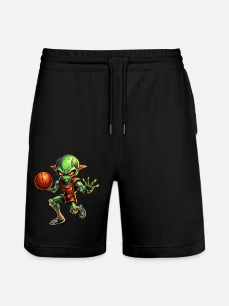 Basketball Alien - Stanley/Stella Trainer Unisex Organic Jogging Shorts - black