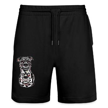Düsterer Hund Illustration Druck - Stanley/Stella Unisex Bio Joggingshorts Trainer  - Schwarz - Vorne - Nik (191cm) & Marisol (170cm)
