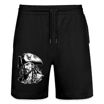 Pirate, Pirate Motif - Short de jogging bio TRAINER Stanley/Stella unisexe - noir - Devant - Nik (191cm) & Marisol (170cm)