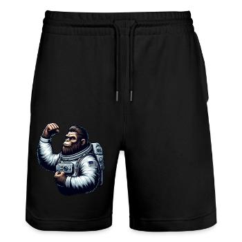 Astronaut Monkey Chimpanzee Gorilla - Stanley/Stella Trainer Unisex Organic Jogging Shorts - black - Front - Nik (191cm) & Marisol (170cm)