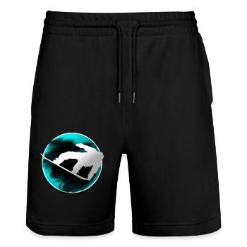 Snowboard - Stanley/Stella Trainer Unisex Organic Jogging Shorts - black - Front - Nik (191cm) & Marisol (170cm)