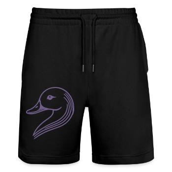 Tête de silhouette de cygne de canard minimaliste - Short de jogging bio TRAINER Stanley/Stella unisexe - noir - Devant - Nik (191cm) & Marisol (170cm)