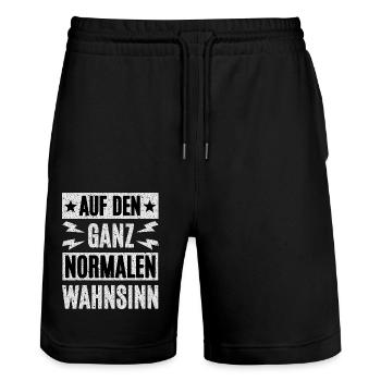 À la folie normale - Short de jogging bio TRAINER Stanley/Stella unisexe - noir - Devant - Nik (191cm) & Marisol (170cm)