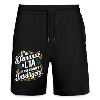 J'ai demandé à l'IA de me rendre intelligent - Short de jogging bio TRAINER Stanley/Stella unisexe - noir - Devant - Nik (191cm) & Marisol (170cm)