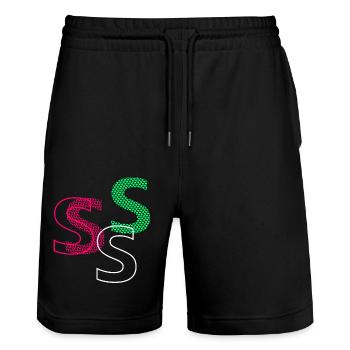 S Letter - Stanley/Stella Trainer Unisex Organic Jogging Shorts - black - Front - Nik (191cm) & Marisol (170cm)