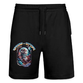 Space Otter - Stanley/Stella Unisex Bio Joggingshorts Trainer  - Schwarz - Vorne - Nik (191cm) & Marisol (170cm)