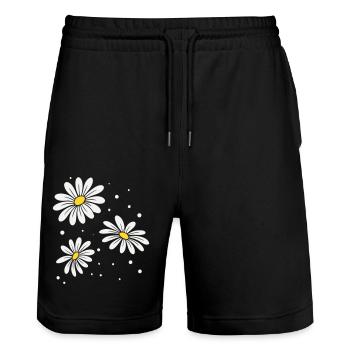 Gänseblümchen Punkte - Stanley/Stella Unisex Bio Joggingshorts Trainer  - Schwarz - Vorne - Nik (191cm) & Marisol (170cm)