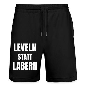 Niveler au lieu de babiller - Short de jogging bio TRAINER Stanley/Stella unisexe - noir - Devant - Nik (191cm) & Marisol (170cm)
