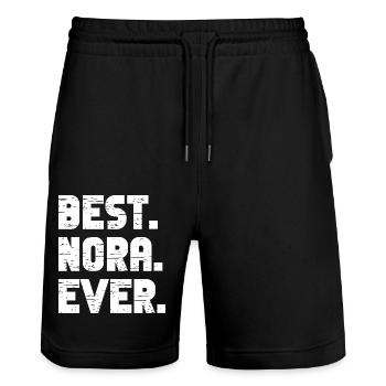 Best Nora Ever Retro Geschenk Spruch Geburtstag - Stanley/Stella Unisex Bio Joggingshorts Trainer  - Schwarz - Vorne - Nik (191cm) & Marisol (170cm)