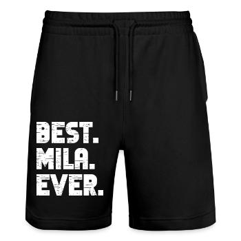 Best Mila Ever Retro Geschenk Spruch Geburtstag - Stanley/Stella Unisex Bio Joggingshorts Trainer  - Schwarz - Vorne - Nik (191cm) & Marisol (170cm)