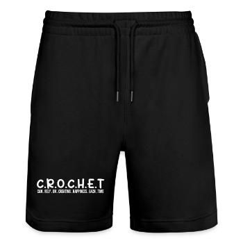 Lustiges Häkeln - tolle Idee zum Häkeln - Stanley/Stella Unisex Bio Joggingshorts Trainer  - Schwarz - Vorne - Nik (191cm) & Marisol (170cm)