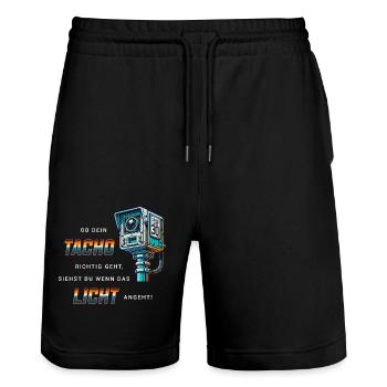 Auto Tuning Blitzer Spruch - Stanley/Stella Unisex Bio Joggingshorts Trainer  - Schwarz - Vorne - Nik (191cm) & Marisol (170cm)