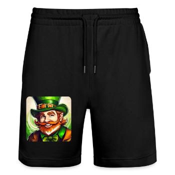 Saint Patricks Day Irish Kobold Leprechaun Wichtel - Stanley/Stella Unisex Bio Joggingshorts Trainer  - Schwarz - Vorne - Nik (191cm) & Marisol (170cm)