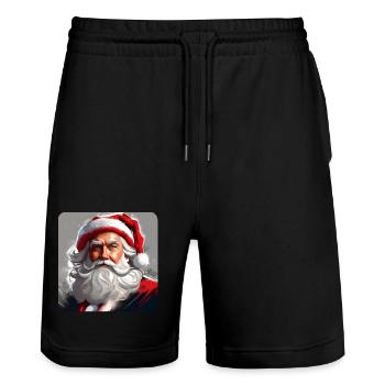 Santa Claus - Stanley/Stella Trainer Unisex Organic Jogging Shorts - black - Front - Nik (191cm) & Marisol (170cm)