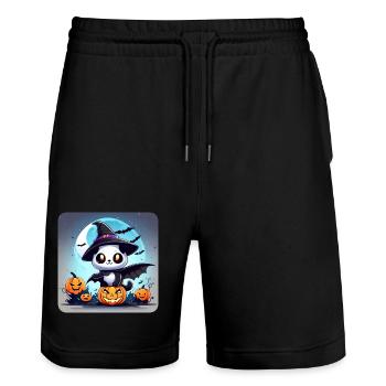 Monstre effrayant mignon avec des lanternes jack - Short de jogging bio TRAINER Stanley/Stella unisexe - noir - Devant - Nik (191cm) & Marisol (170cm)