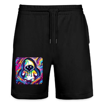 Cool Graffiti Ghost avec sweat à capuche - Short de jogging bio TRAINER Stanley/Stella unisexe - noir - Devant - Nik (191cm) & Marisol (170cm)