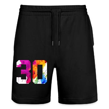 NUMBER 30 YEARS OLD 30TH BIRTHDAY - Stanley/Stella Trainer Unisex Organic Jogging Shorts - black - Front - Nik (191cm) & Marisol (170cm)