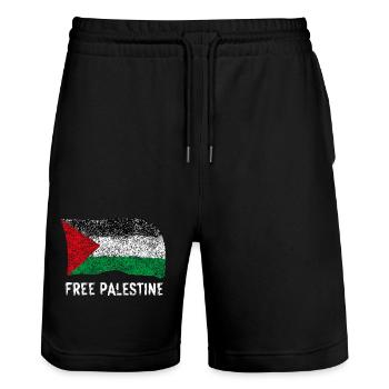 Palestine libre - Short de jogging bio TRAINER Stanley/Stella unisexe - noir - Devant - Nik (191cm) & Marisol (170cm)