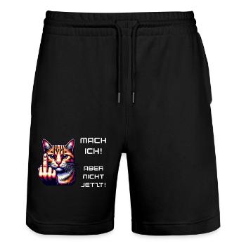 Katze Spruch lustig - Stanley/Stella Unisex Bio Joggingshorts Trainer  - Schwarz - Vorne - Nik (191cm) & Marisol (170cm)