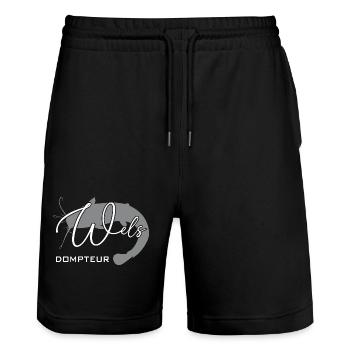 Welsdompteur Welsflüsterer Welsangler - Stanley/Stella Unisex Bio Joggingshorts Trainer  - Schwarz - Vorne - Nik (191cm) & Marisol (170cm)