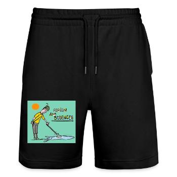 Ferien am Bodensee Cartoon - Stanley/Stella Unisex Bio Joggingshorts Trainer  - Schwarz - Vorne - Nik (191cm) & Marisol (170cm)
