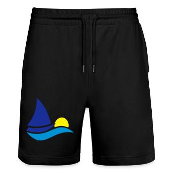 segelboot - Stanley/Stella Unisex Bio Joggingshorts Trainer  - Schwarz - Vorne - Nik (191cm) & Marisol (170cm)